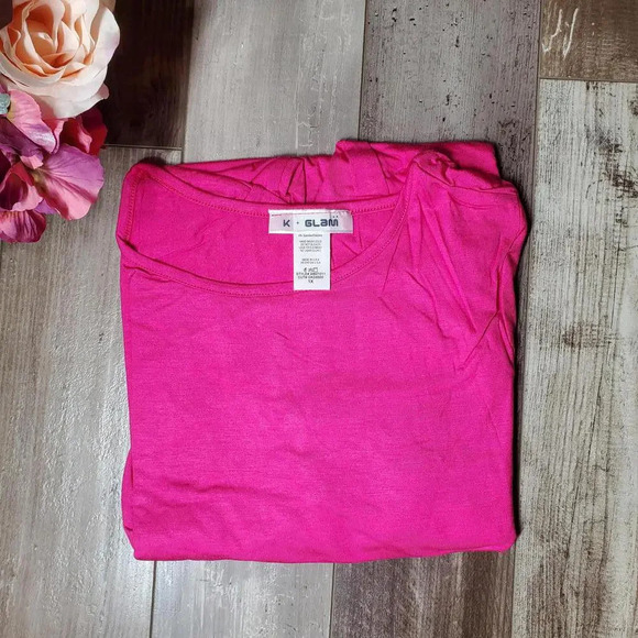 K+ Glam Fuchsia Pink Women's Short Sleeve Casual Dress Size 1X Plus Size NEW - Picture 5 of 7